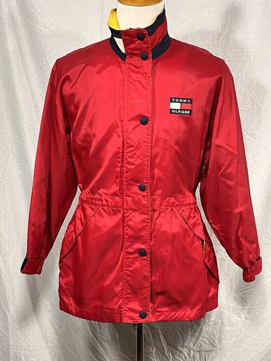 Tommy Hilfiger Jackets & Blazers - Vintage Tommy Hilfiger Red Jacket Womens Small Colorblock Lined 90s
